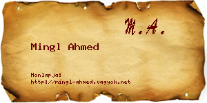 Mingl Ahmed névjegykártya